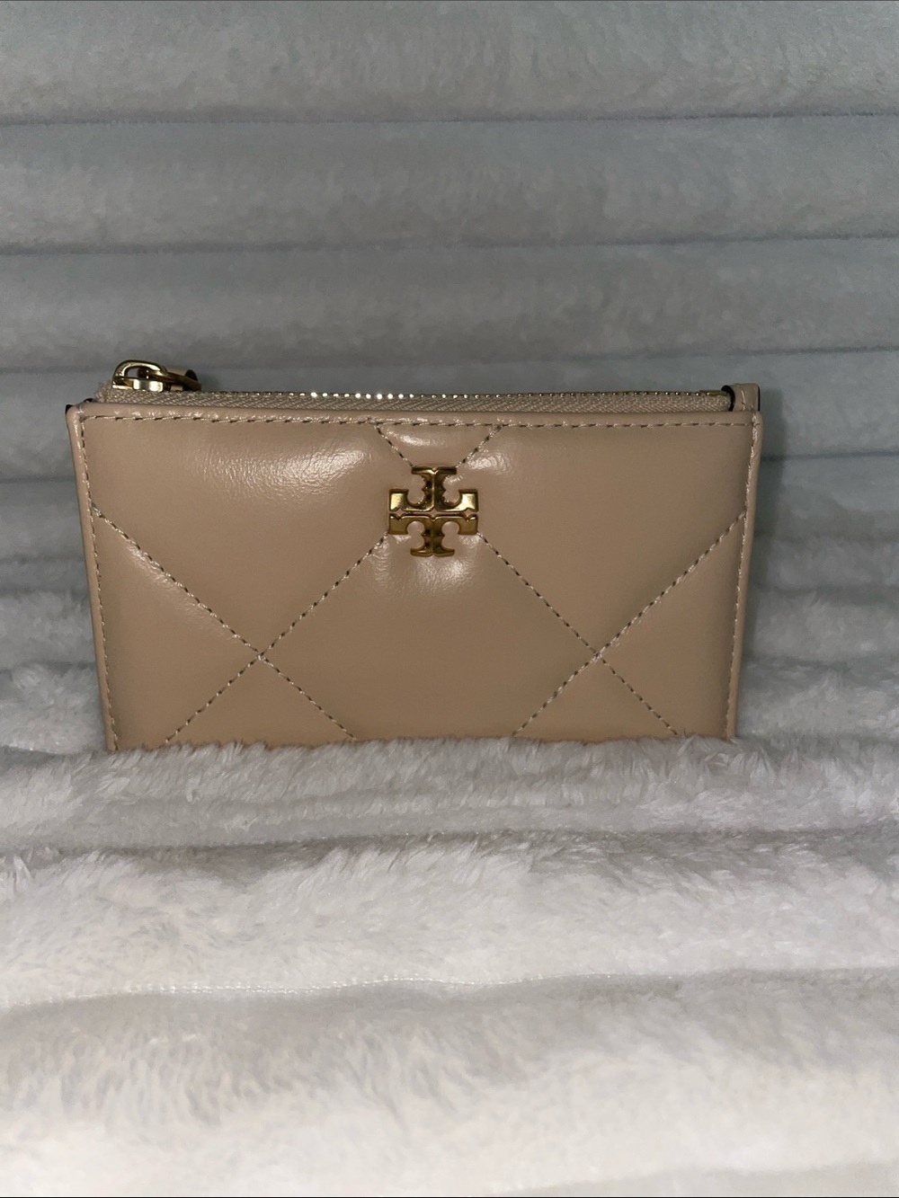NWOT Tory Burch Quilted Card Holder Vanilla Soft Serve